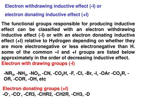 electron withdrawing groups|electron withdrawing inductive effect.
